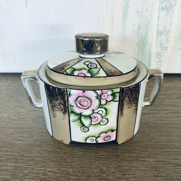 Vintage Noritake Sugar Creamer Lidded Porcelain Jar - Picture 2 of 6